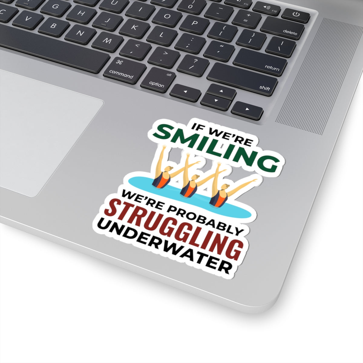 Funny Synchronized Swimming Sticker - Underwater Struggle Vinyl Decal for Swimmers