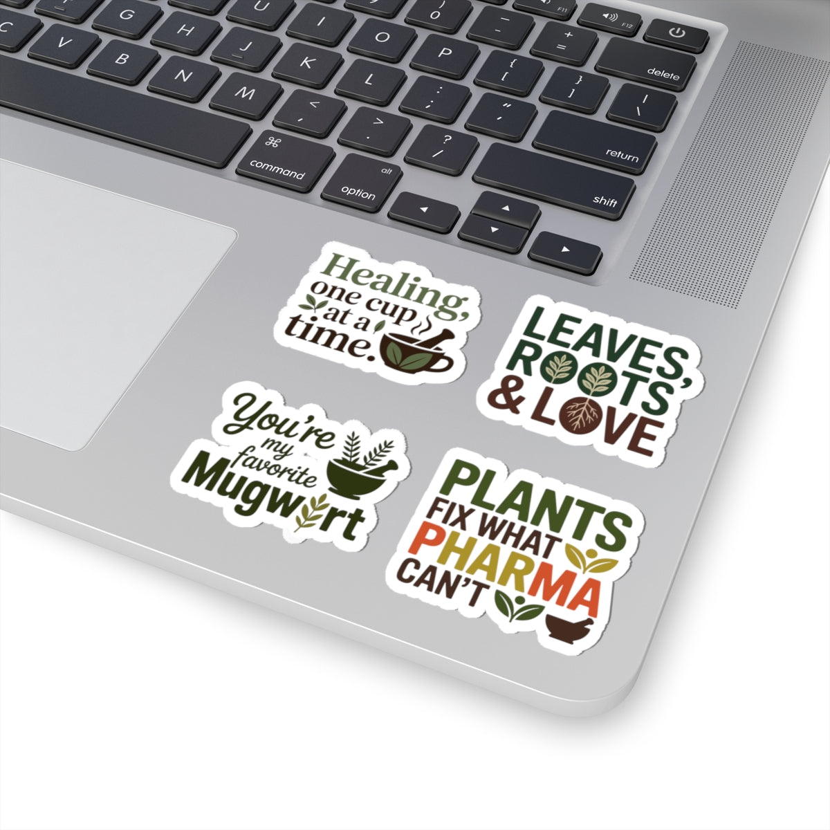 Herbalist Sticker Pack – 4 PCS Funny Mugwort Plant Power Decals for Herbalists Natural Remedy Lovers