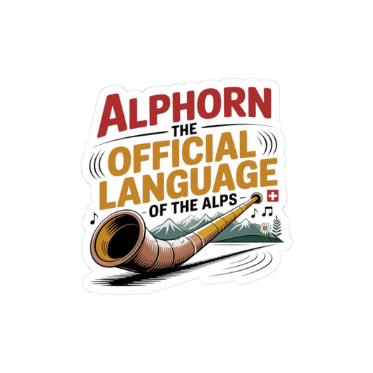Alphorn Music Sticker - Alpine Horn Player Vinyl Decal for Musicians Switzerland Folk Enthusiasts