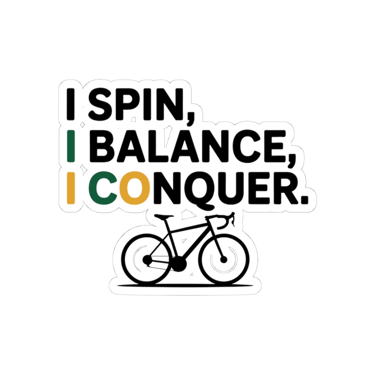 Motivational Indoor Cycling Sticker - Spin Balance Conquer Bike Vinyl Decal for Artistic Cyclists, Athletes, Training