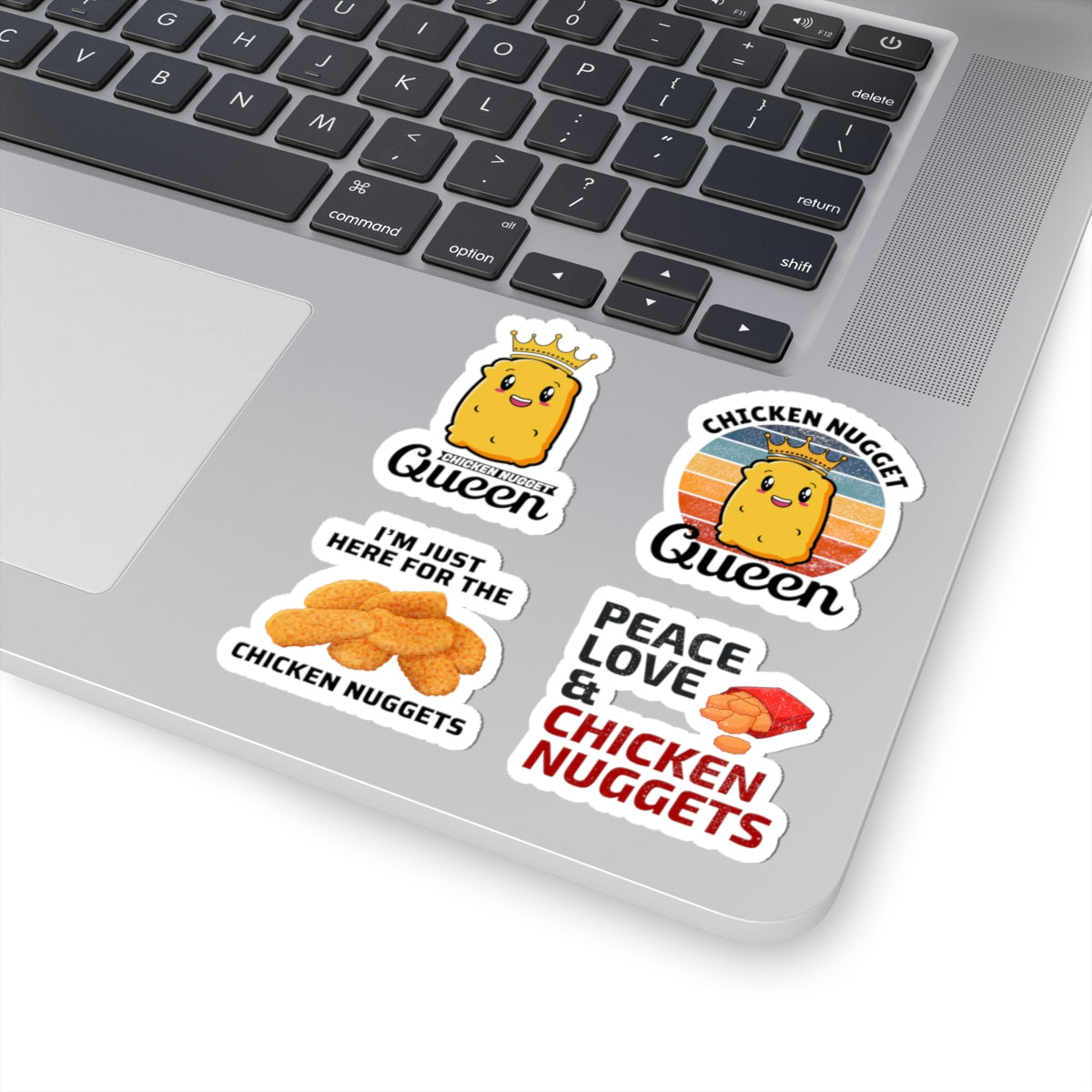 Chicken Nugget Queen Sticker Pack – 4 PCS Cute Kawaii Food Decals for Nugget Lovers Girls