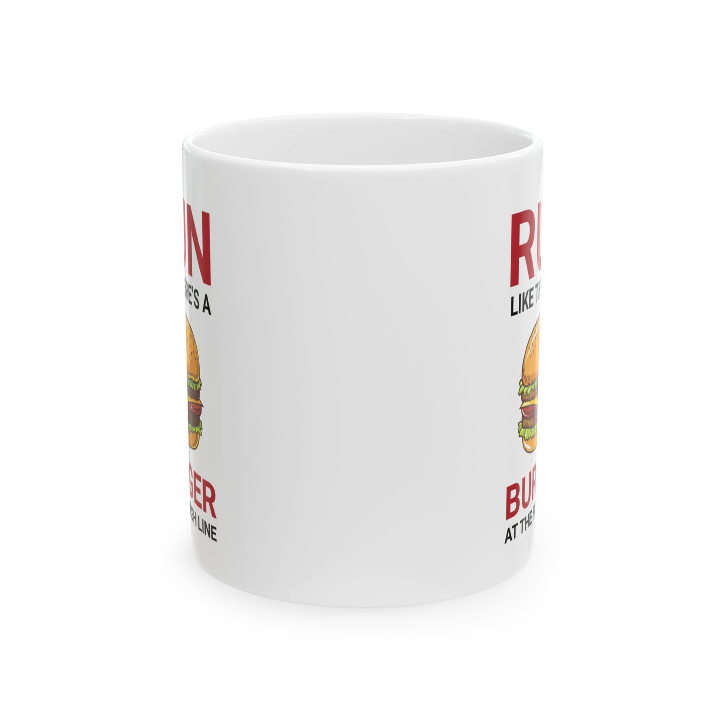 Running Mug - Funny Runner Gift, Burger Lover, Marathon Motivation