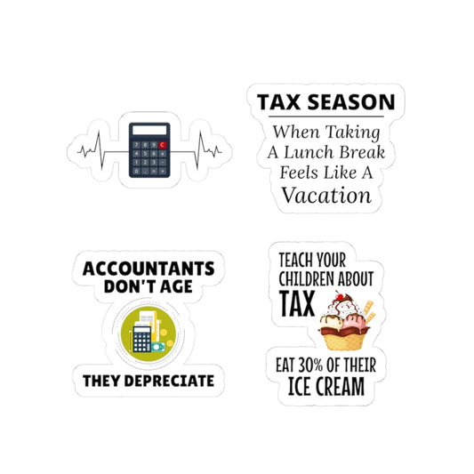 Accountant Sticker Pack – 4 PCS Funny Depreciate Ice Cream Decal Set for Accountants CPAs Finance Pros