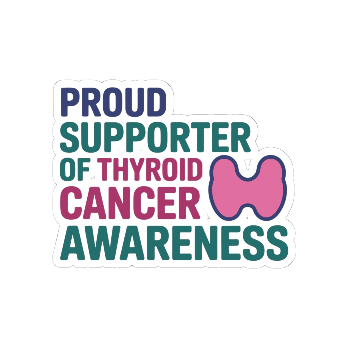 Thyroid Cancer Sticker - Proud Supporter Vinyl Decal for Patients, Survivors, and Medical Staff