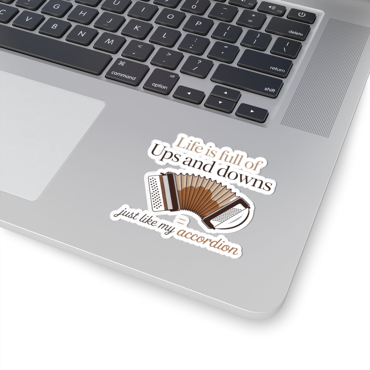 Squeezebox Sticker – Life Ups & Downs Humor Decal for Accordionists, Polka Band Members