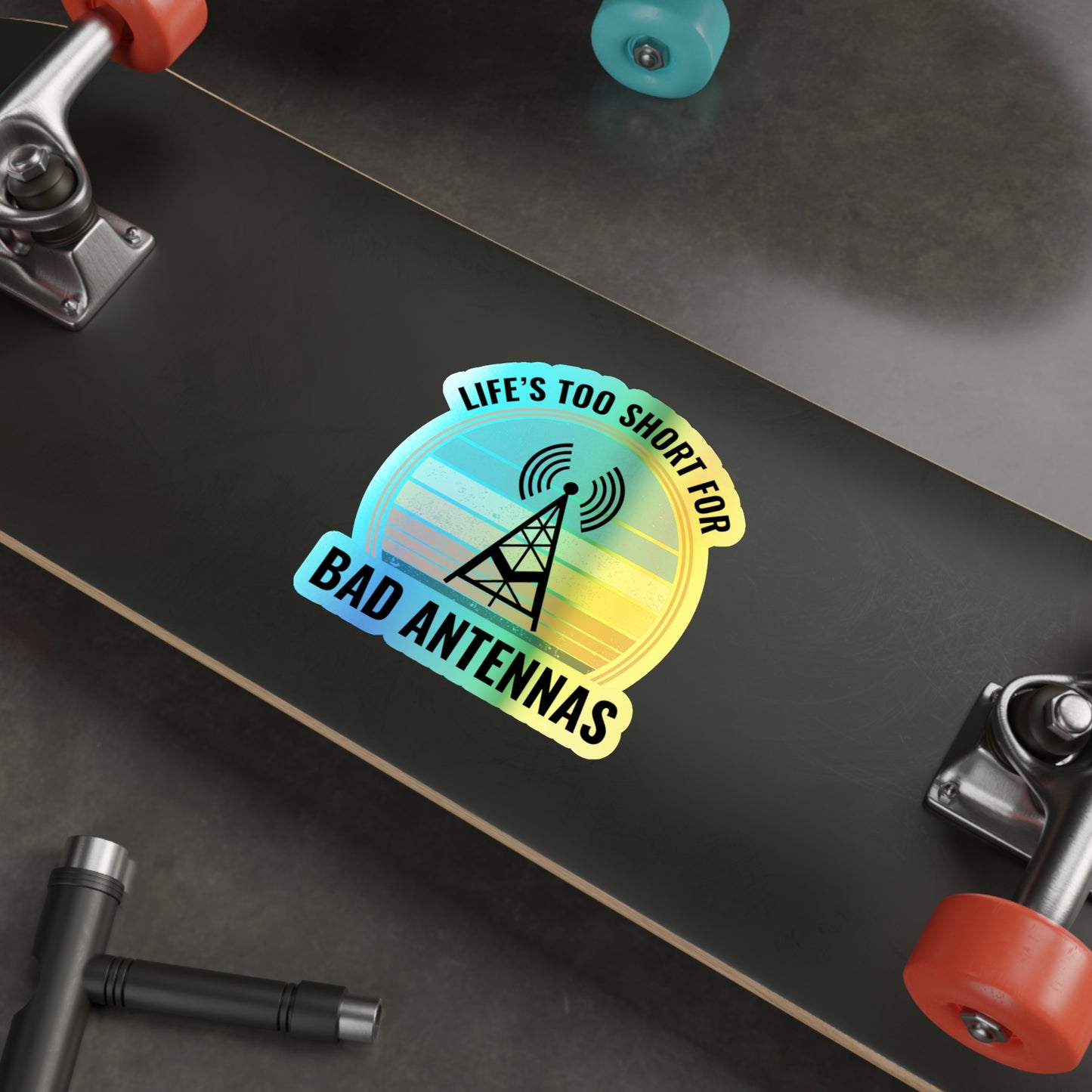 Amateur Ham Radio Operator Stickers Holographic Vinyl Decal - Antenna Enthusiasts & Signal Quality