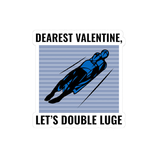 Double Luge Valentine Sticker - Winter Sports Romance Vinyl Decal for Lugers & Adventure Couples
