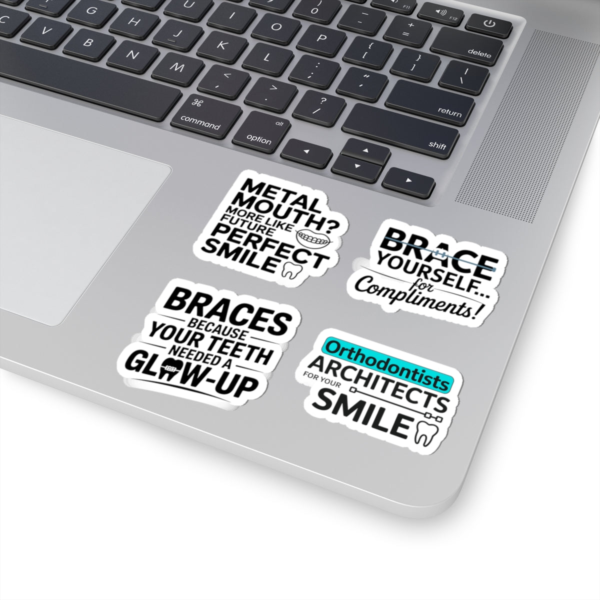Orthodontics Sticker Bundle - 4 Pcs: Braces Encouragement & Smile Architect Vinyl Decals for Patients