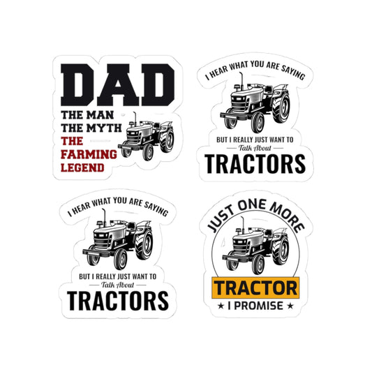 Farmer Dad Sticker Pack – 4 PCS Funny Talk About Tractors Farming Legend Decal Set for Farmers Farm Dads