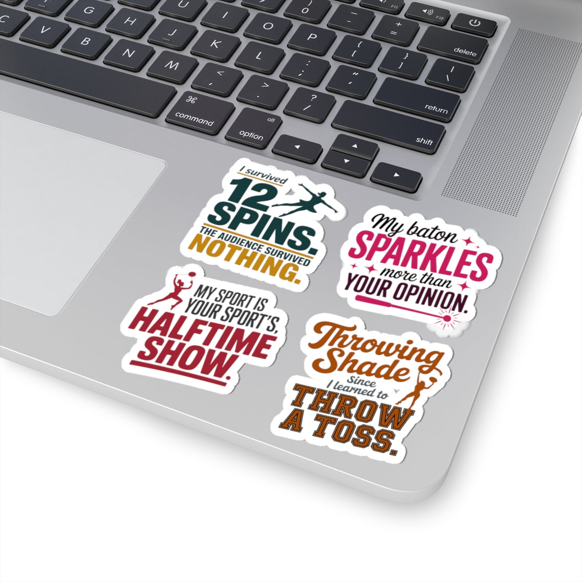 Baton Twirling Sticker Pack – 4 PCS Sassy Confidence Quote Decal Set for Competitive Twirlers & Majorette Athletes