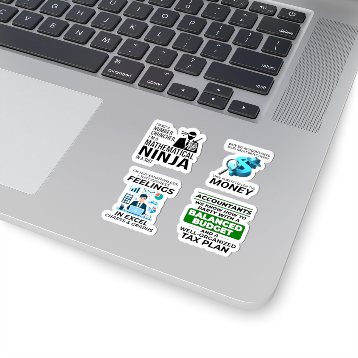 Accountant Sticker Pack – 4 PCS Funny Math Ninja Balanced Budget Decal Set for CPAs Finance Professionals
