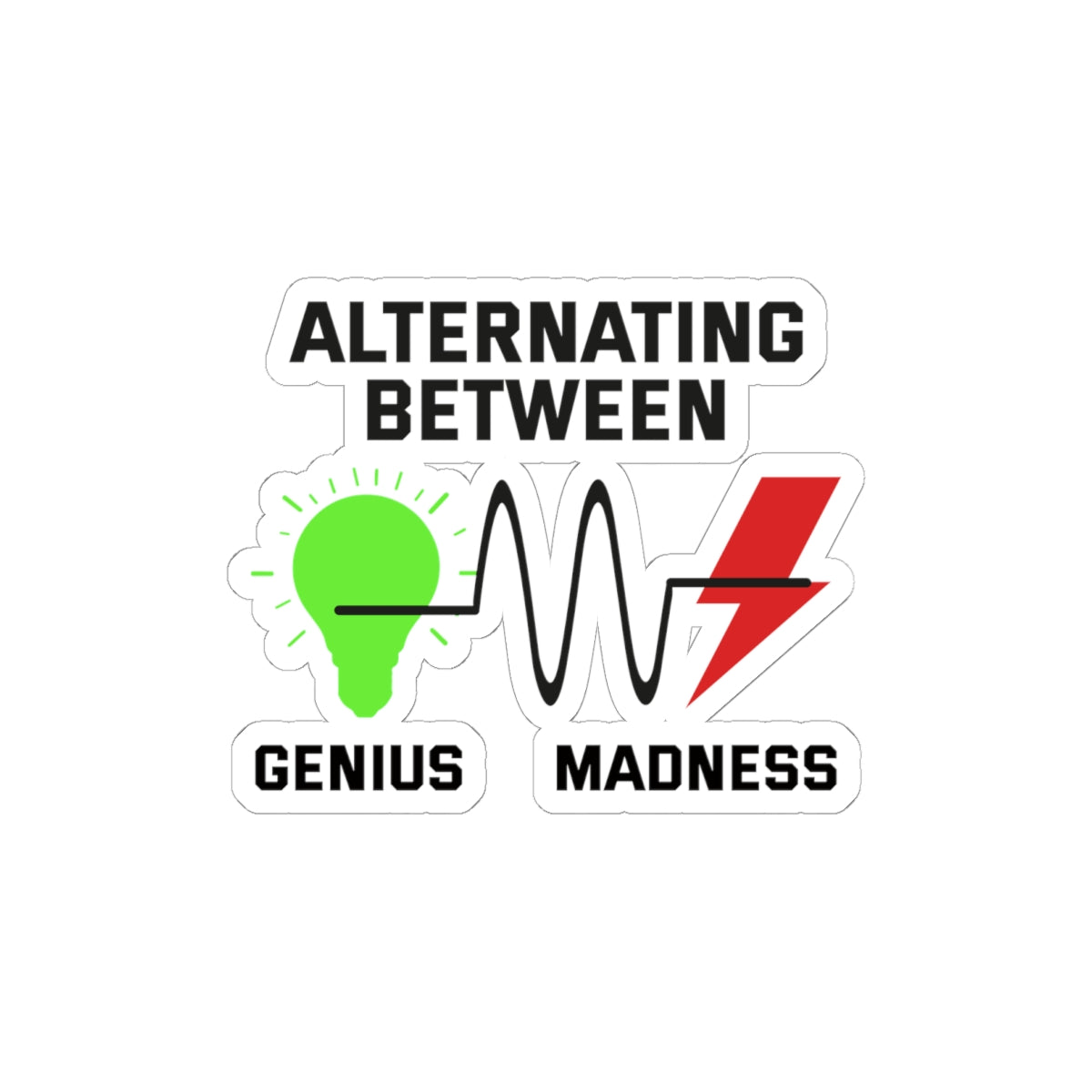Electrician Genius Madness Sticker - Wiring Humor Vinyl Decal for Electrical Techs & Engineers
