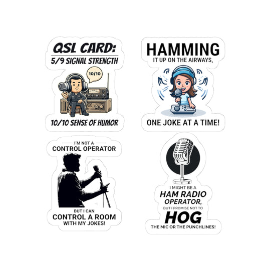 Ham Radio Sticker Pack – 4 PCS Funny QSL Signal Humor Decals for Amateur Operators Airwave Comedy Fans