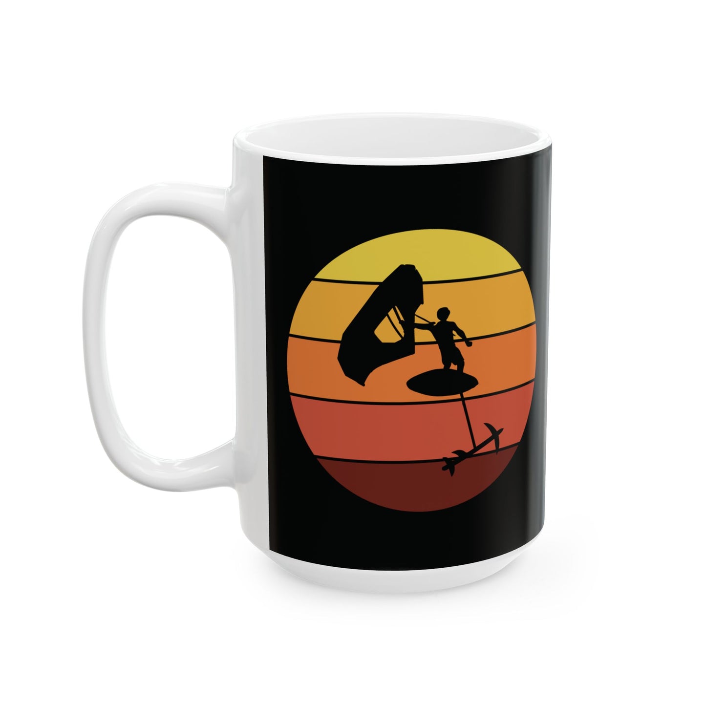 Wing Foiling Sunset Mug - Retro-Inspired Design for Watersports Enthusiasts