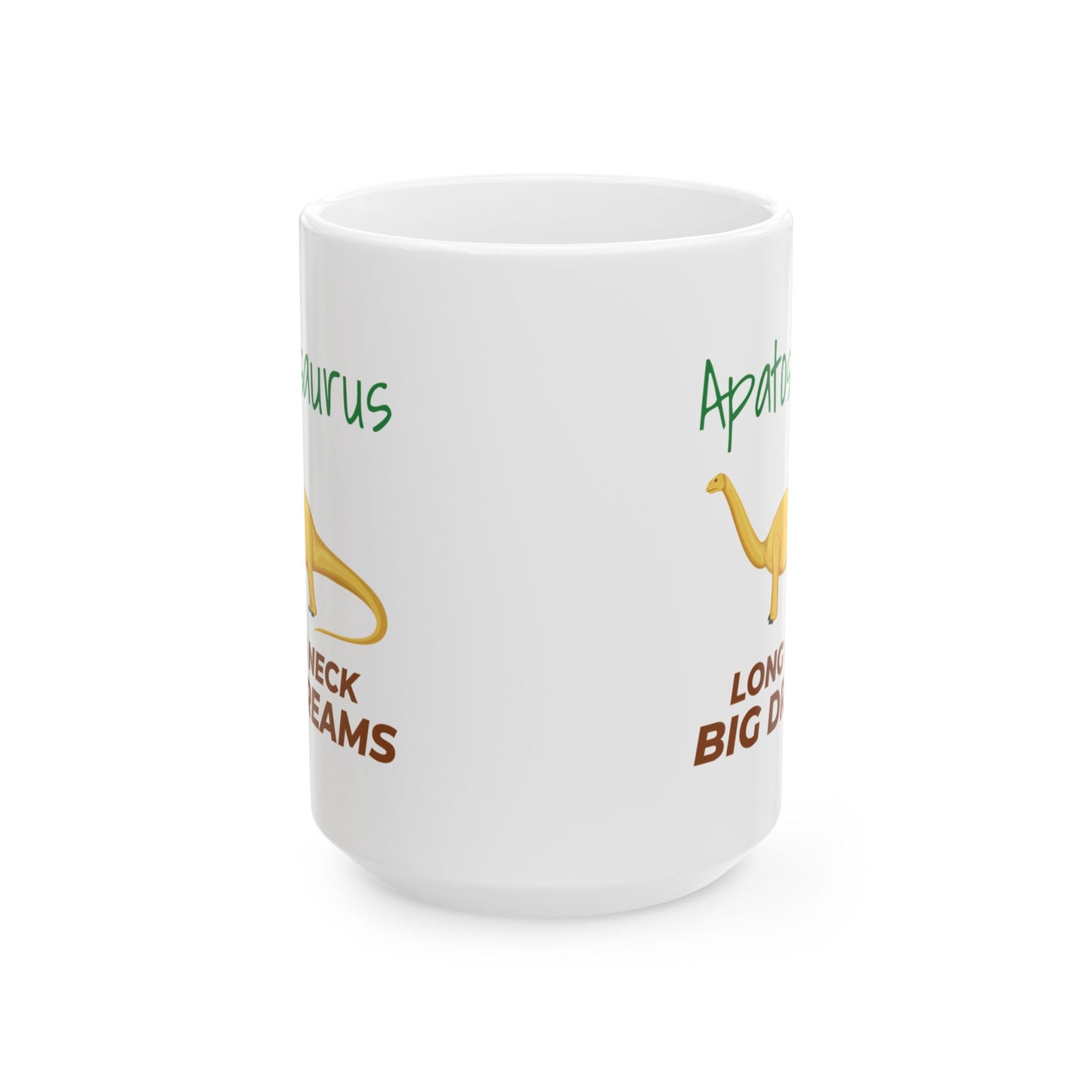 Dinosaurier-Fossil-Becher für Pflanzenfresser-Fans, Apatosaurus, gelbes Design 