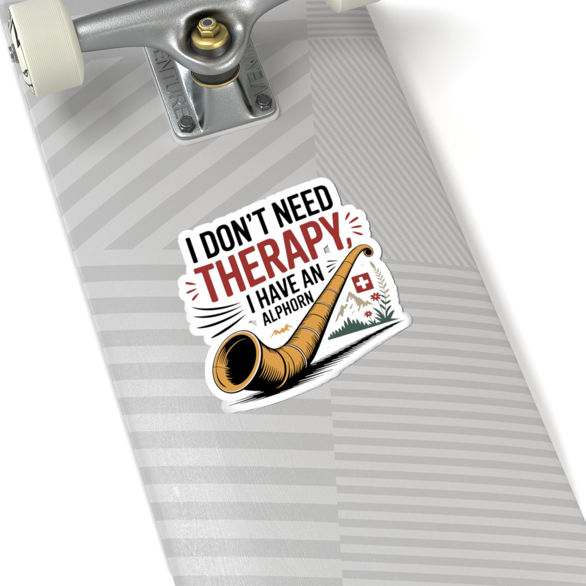 Alphorn Therapy Sticker - Traditional Mountain Horn Vinyl Decal for Musicians Folk Music Lovers Instrument Players