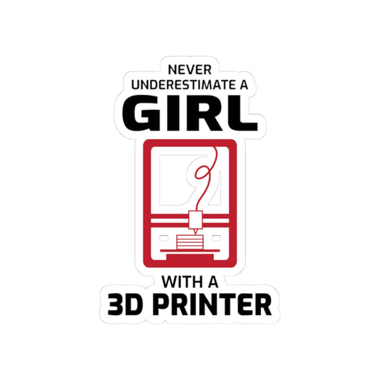 3D Printer Sticker – Funny Girl Power FDM Decal for Women Makers Female Engineers Printing Enthusiasts