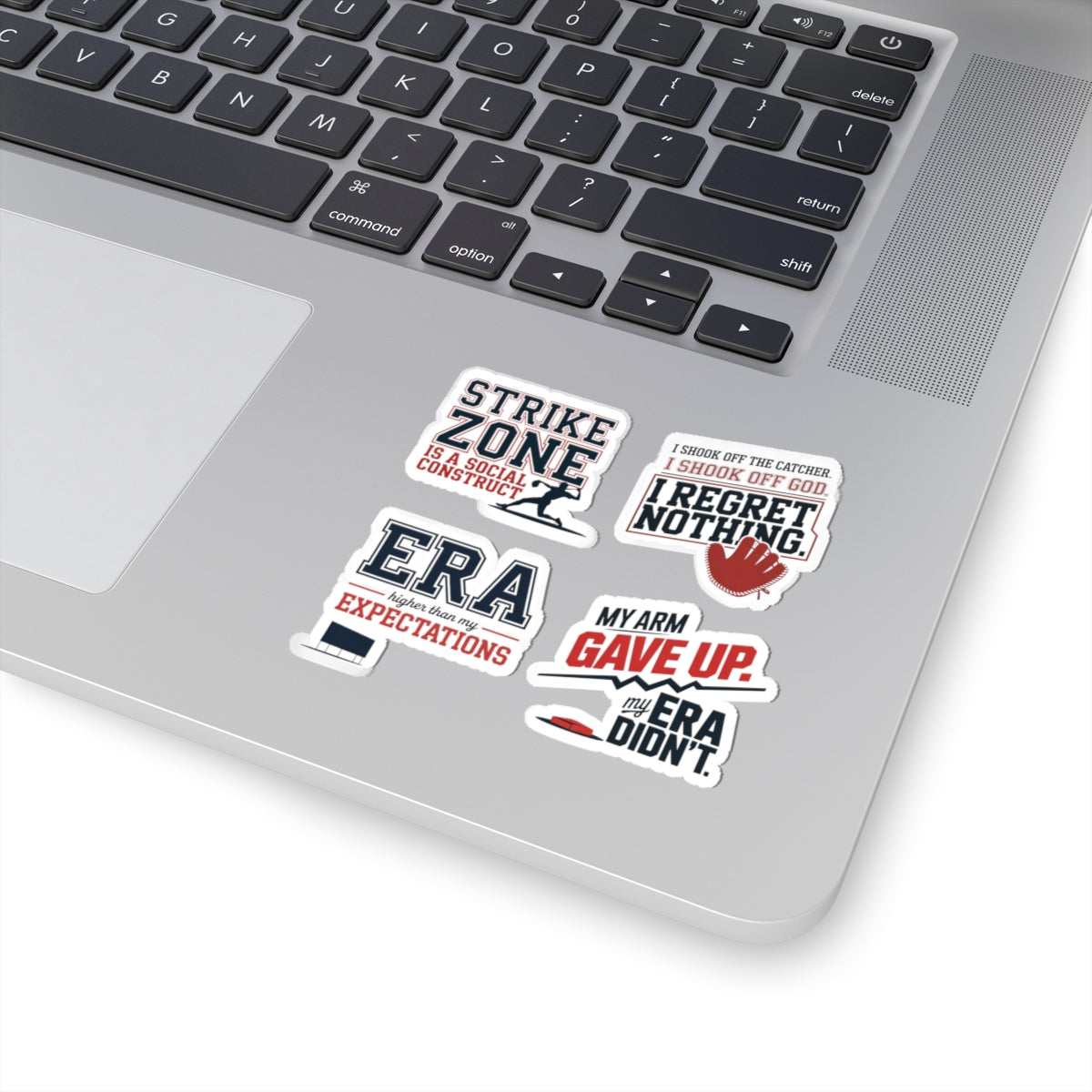 Baseball Pitcher Sticker Pack – 4 PCS Funny Mound Humor Decal Set for Pitchers Travel Ball Players