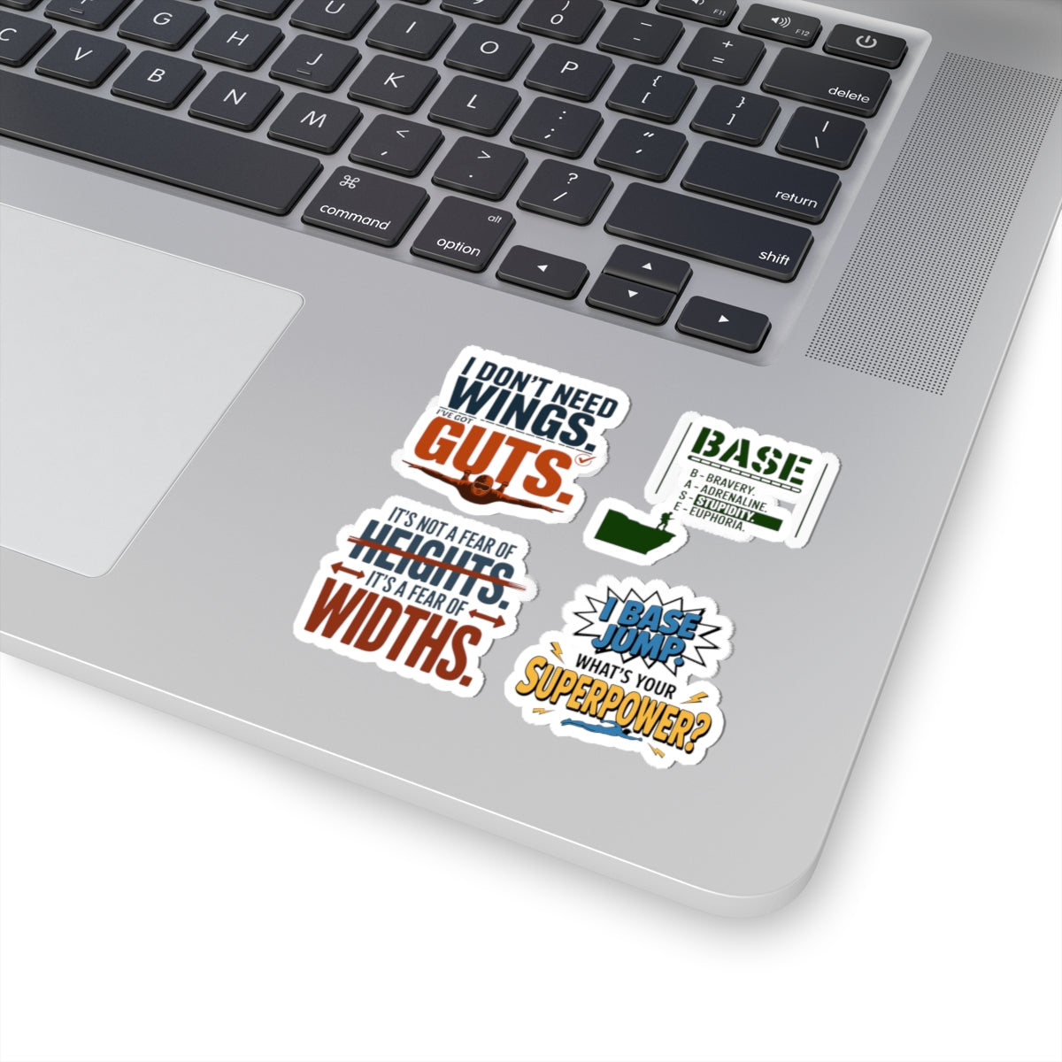 Base Jumping Sticker Pack for Car Laptop – 4 PCS Sarcastic Adventure Decal Set for Extreme Athletes Skydivers