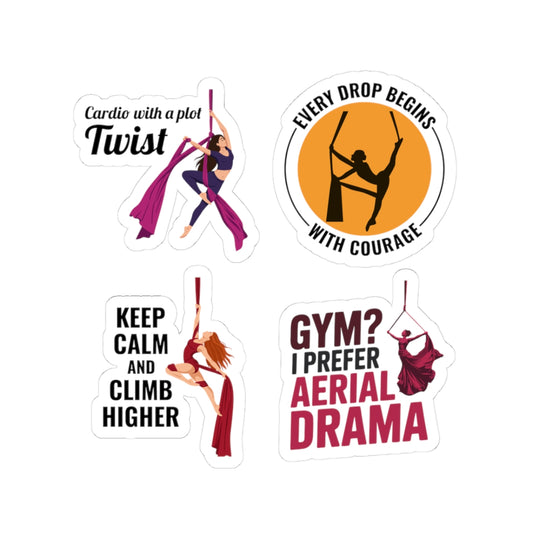 Aerial Silk Sticker Pack – 4 PCS Funny & Motivational Quote Decal Set for Aerialists & Circus Performers