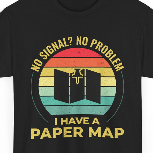 Offline Navigation T-Shirt - Vintage Paper Map Design Tee for Hikers & Survivalists