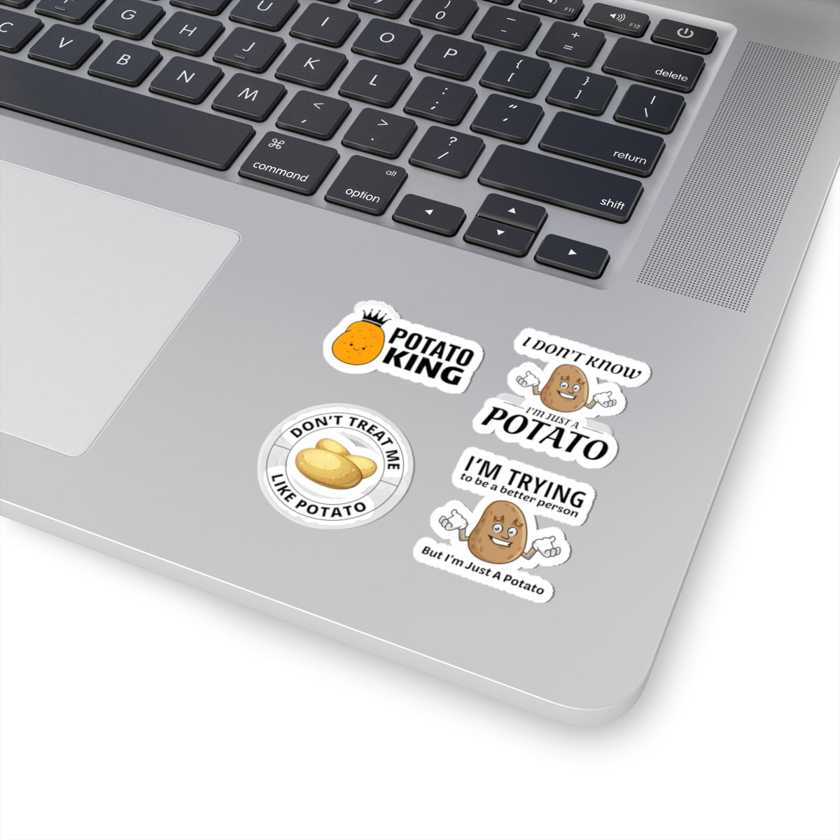 Potato Sticker Pack – 4 PCS Funny Potato King Don't Treat Me Like Potato Decal Set for Potato Lovers Foodies
