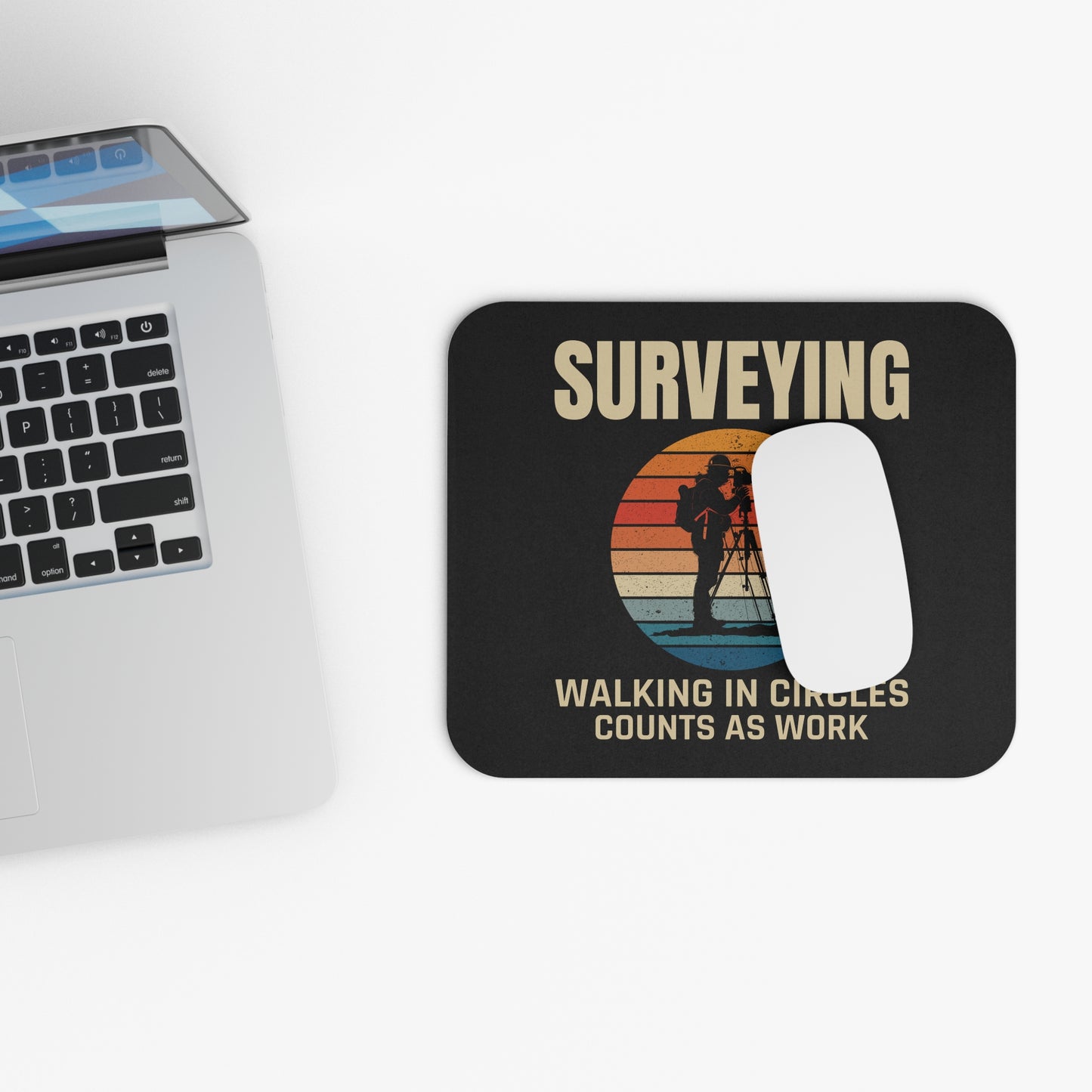 Funny Surveying Mouse Pad - Land Surveyor Non-Slip Rubber Base for Engineers