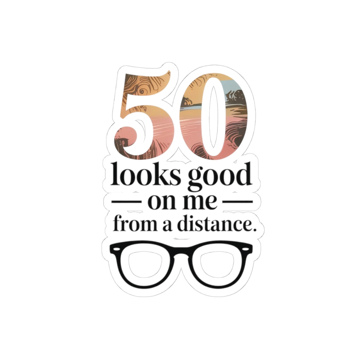50th Birthday Humor Sticker - Over the Hill Vinyl Decal for Turning 50 Birthday Party Decorations Adults