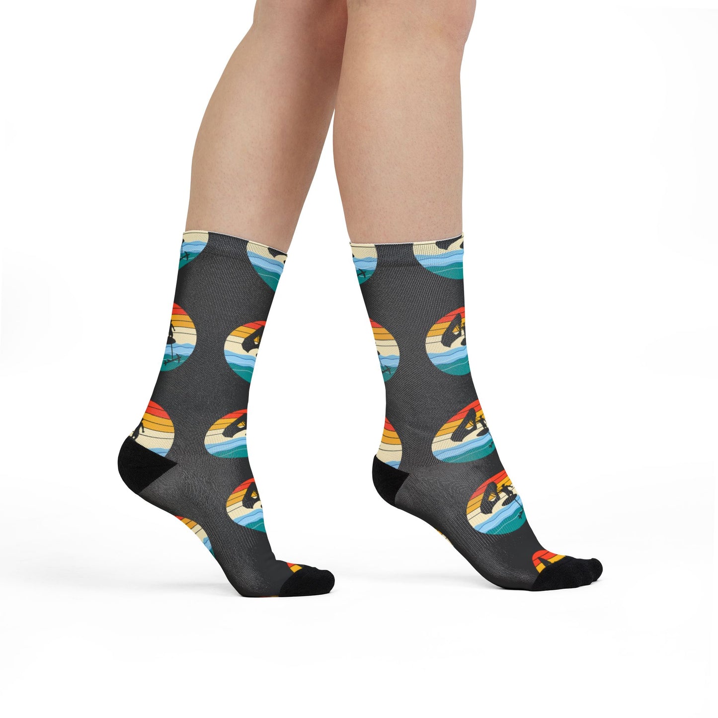 Wing Foiling Socks - Retro Sunset Design for Foil Riders