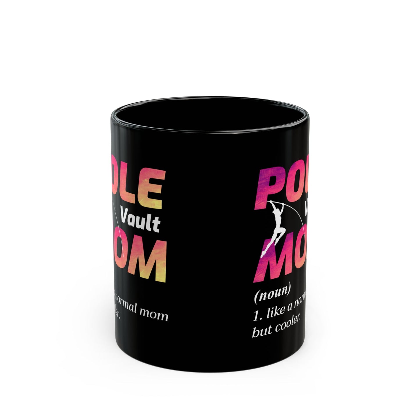 Pole Vault Mug Black – Gift for Pole Vaulter, Track and Field Mom, Athlete Coffee Cup 11 oz
