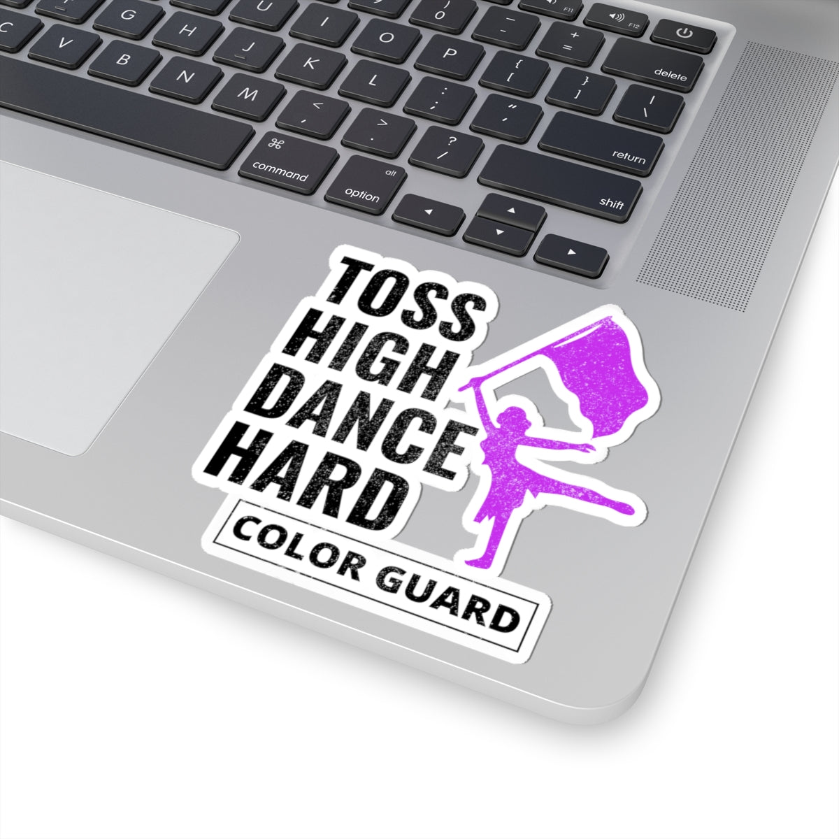 Color Guard Aufkleber Vinyl: Toss High Dance Hard – Twirling Dancer Design 