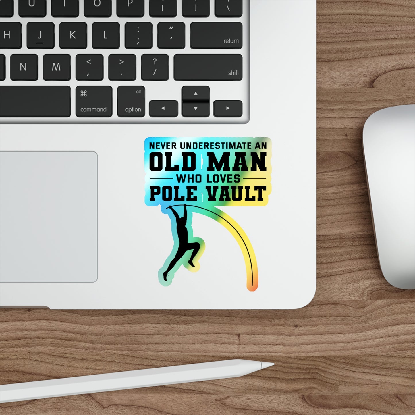 Pole Vaulter Sticker Holographic Vinyl - Old School Track & Field Humor, Gift for Veteran Athletes, Senior Coaches