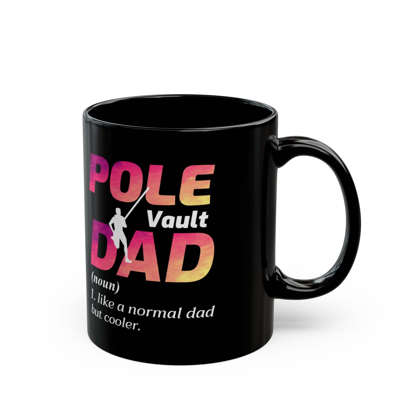 Pole Vault Mug Black – Gift for Pole Vaulter Dad, Track and Field Enthusiast, Sports Coffee Cup 11 oz