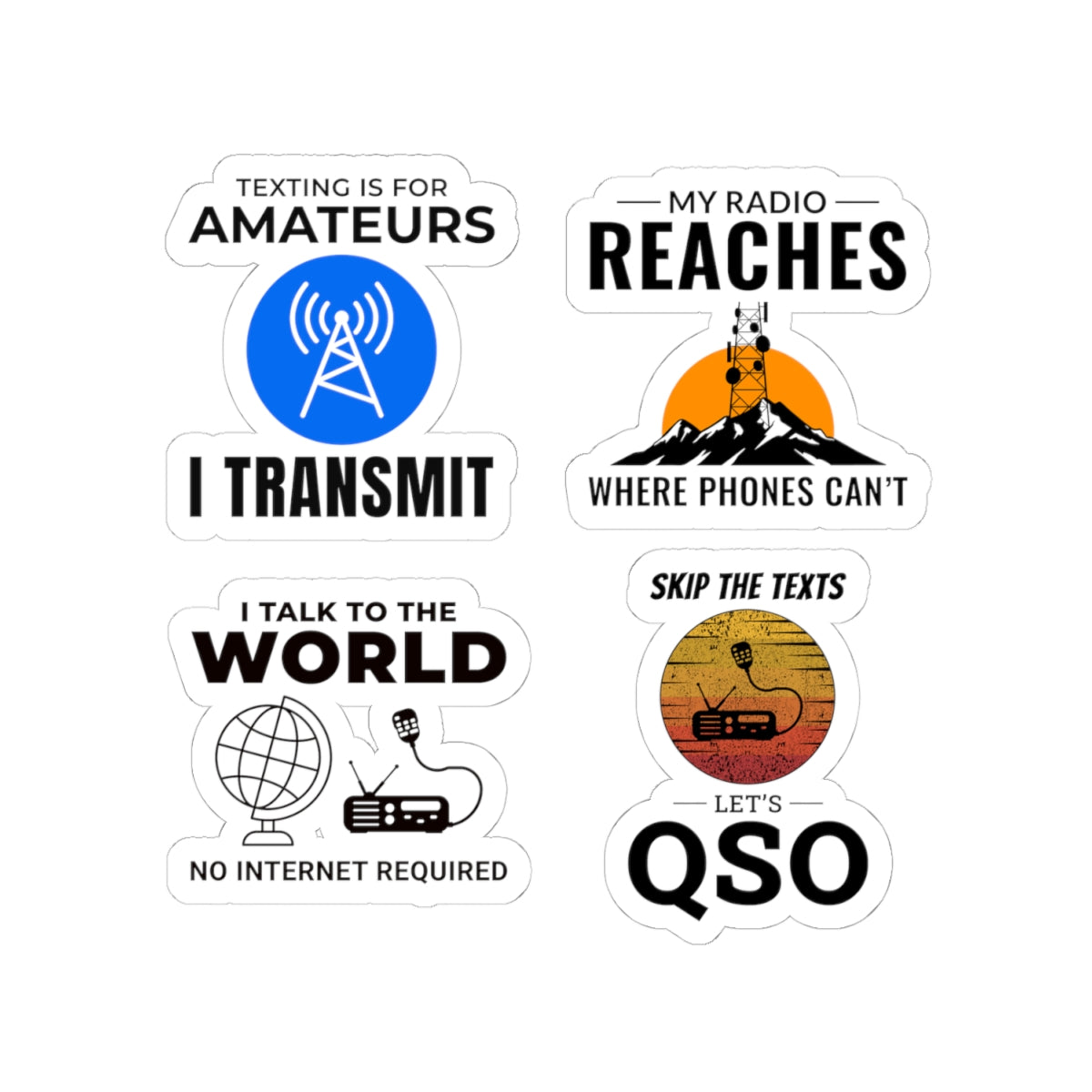 Ham Radio Sticker Pack – 4 PCS Funny Transmit QSO Decals for Amateur Radio Operators Hobbyists