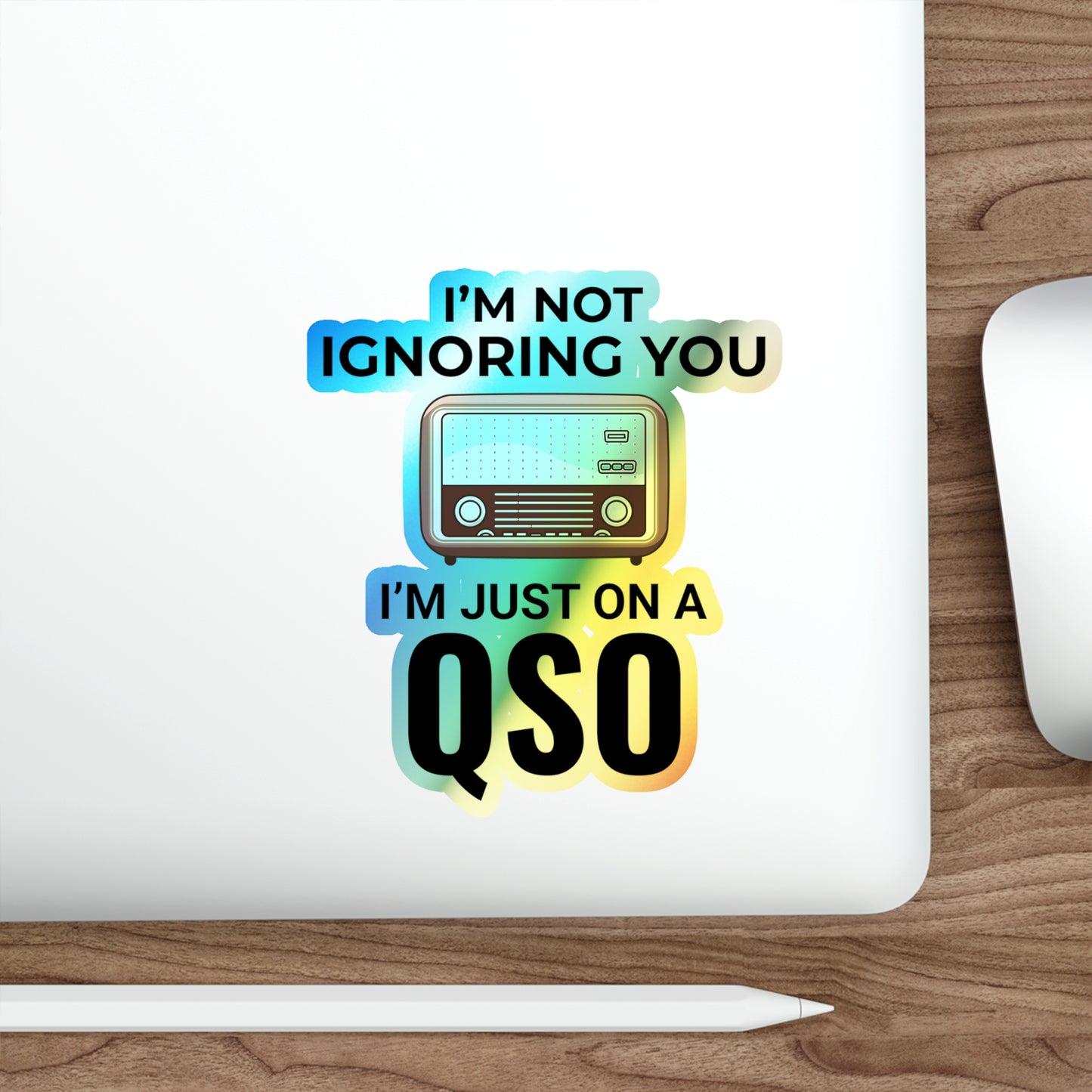 Amateur Ham Radio Operator Stickers Holographic Vinyl Decal - QSO Focused & On Air Now