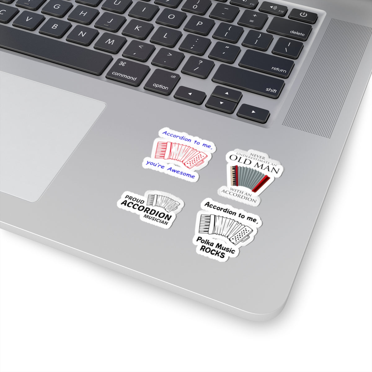 Accordion Sticker Pack – 4 PCS Funny Polka Music Old Man Decal Set for Accordion Players Musicians Lovers