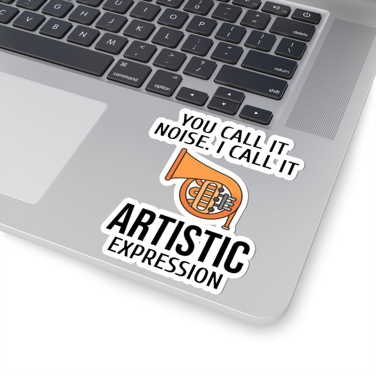 French Horn Artistry Sticker - Noise vs Expression Vinyl Decal for Musicians