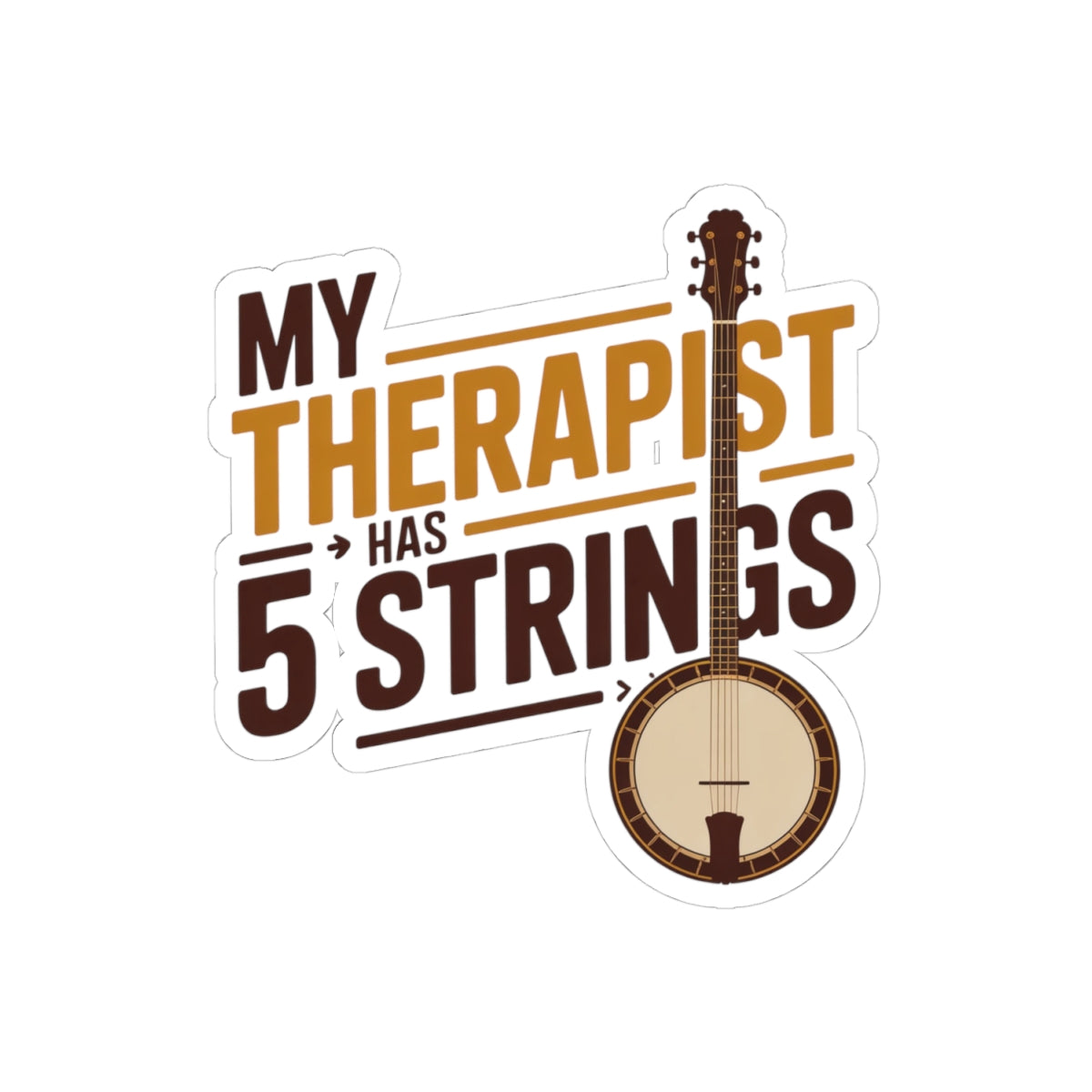 Banjo Sticker – Funny Five-String Therapy Humor Decal for Bluegrass Players Folk Music Lovers