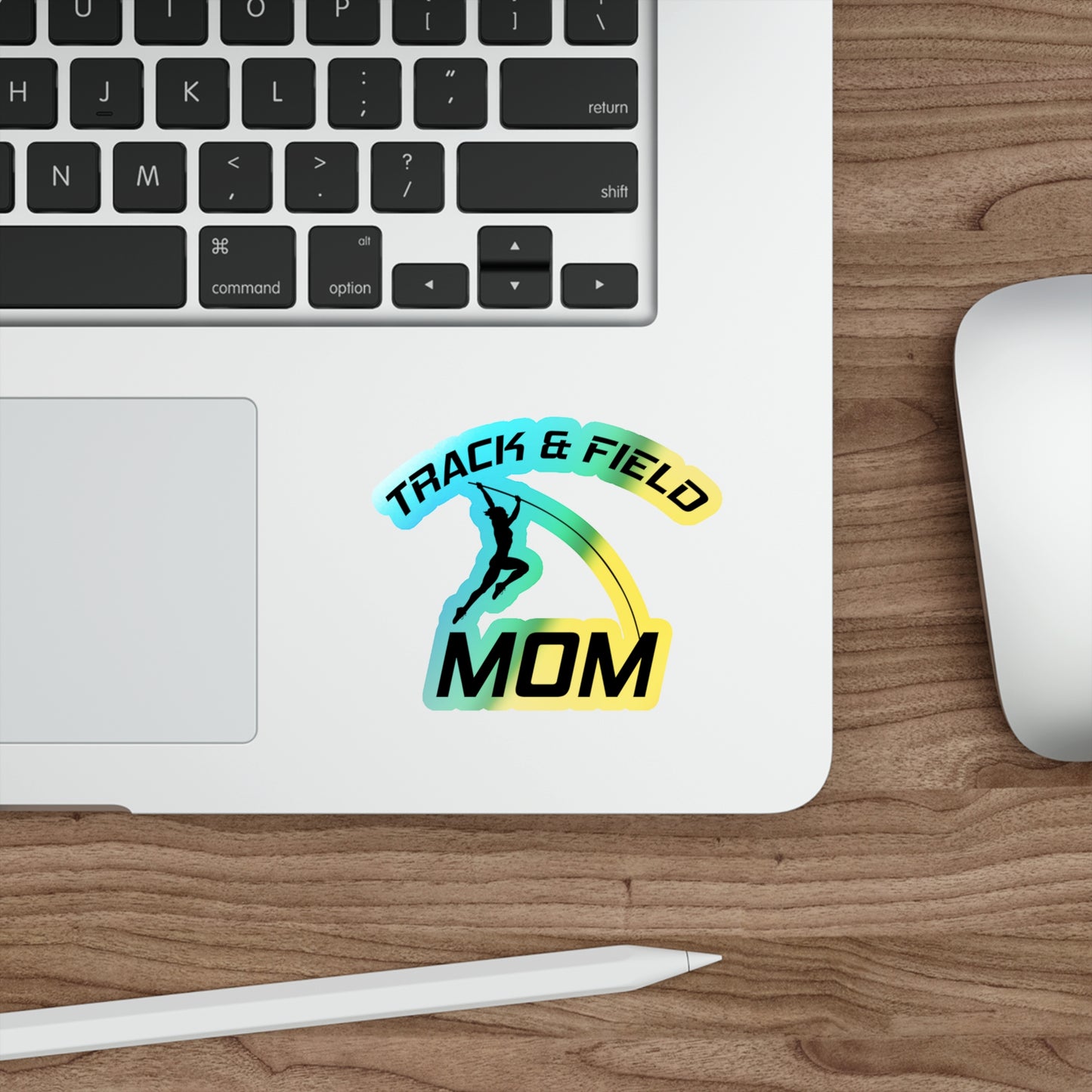 Pole Vault Mom Sticker Holographic Vinyl – Track Mom Life Inspirational Sports Decal for Team Parents