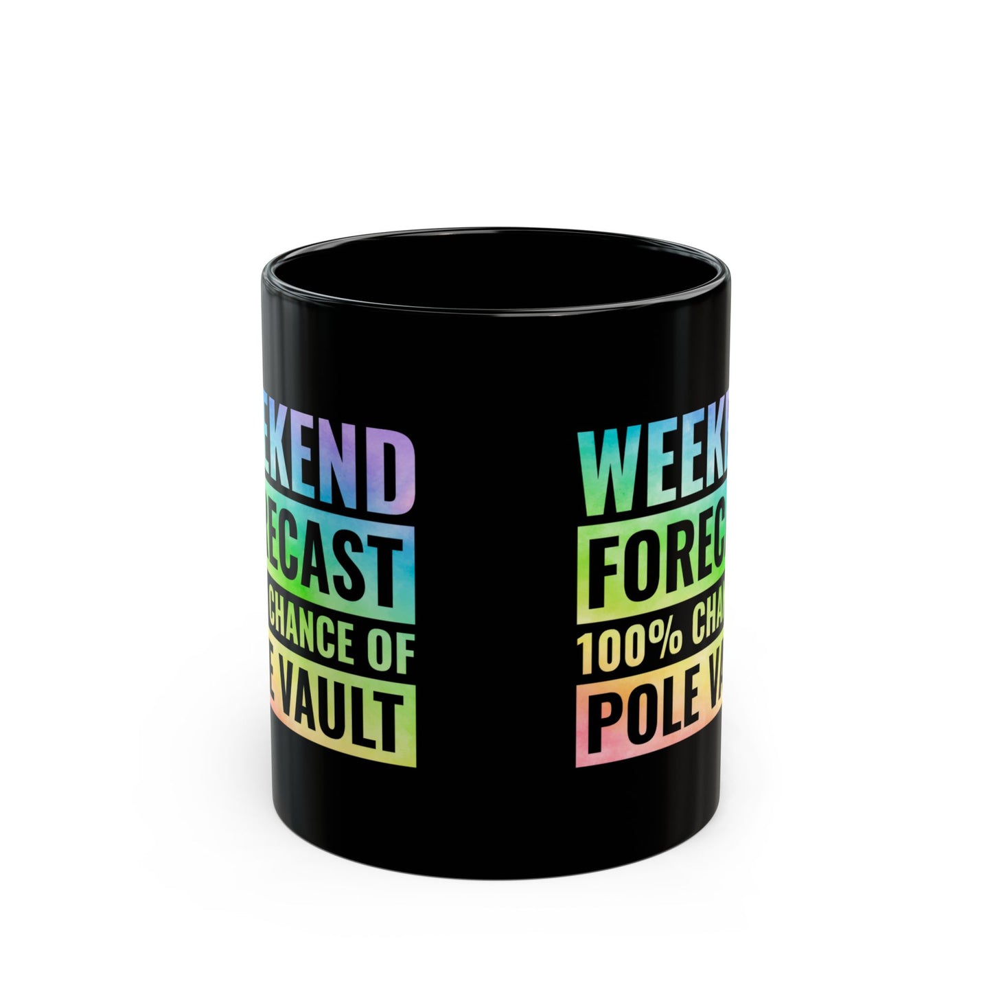 Pole Vault Mug Black – Rainbow Track and Field Gift for Pole Vaulter, Weekend Athlete Cup 11 oz