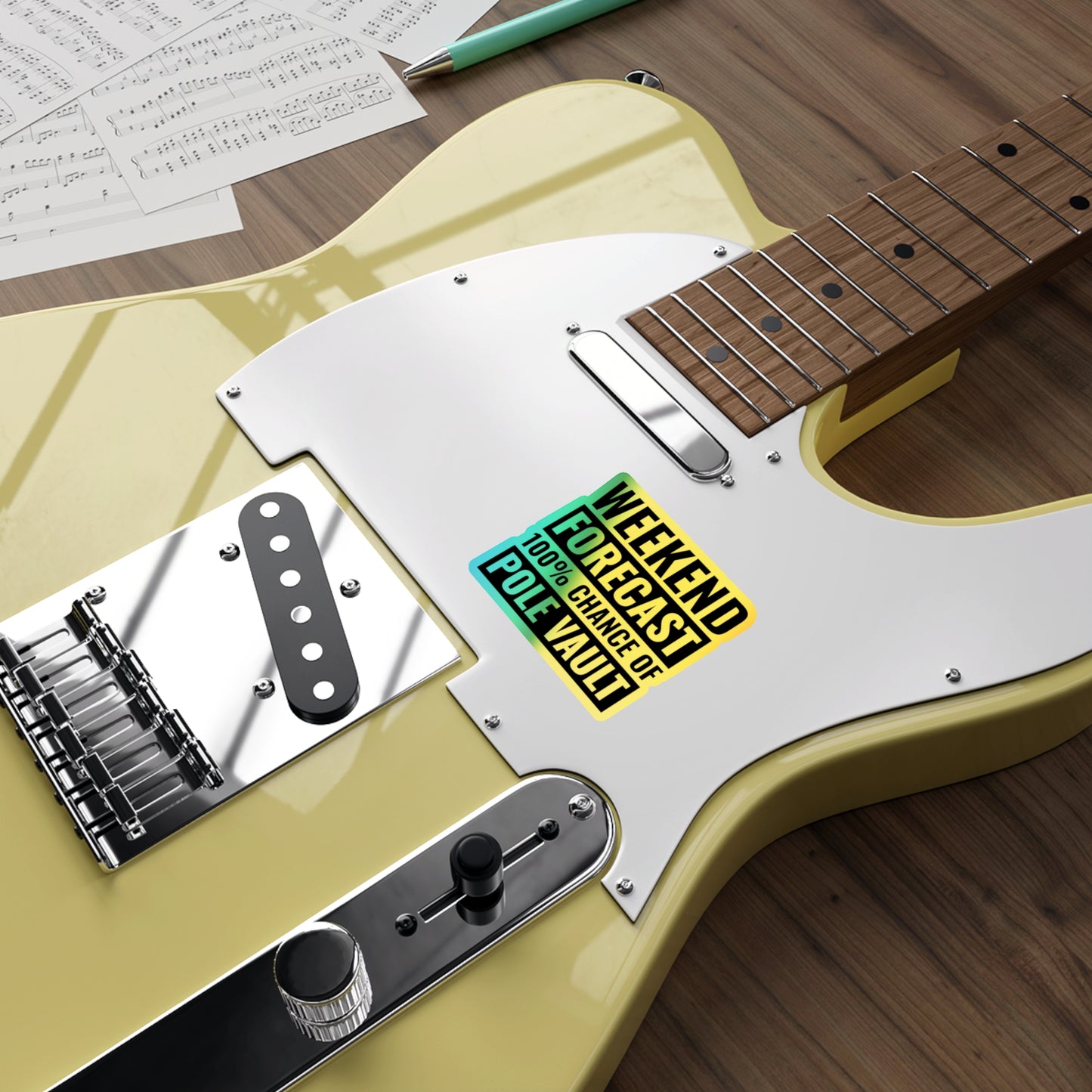 Pole Vault Sticker Holographic Vinyl - Weekend Forecast 100% Chance of Pole Vault - Gift for Athletes