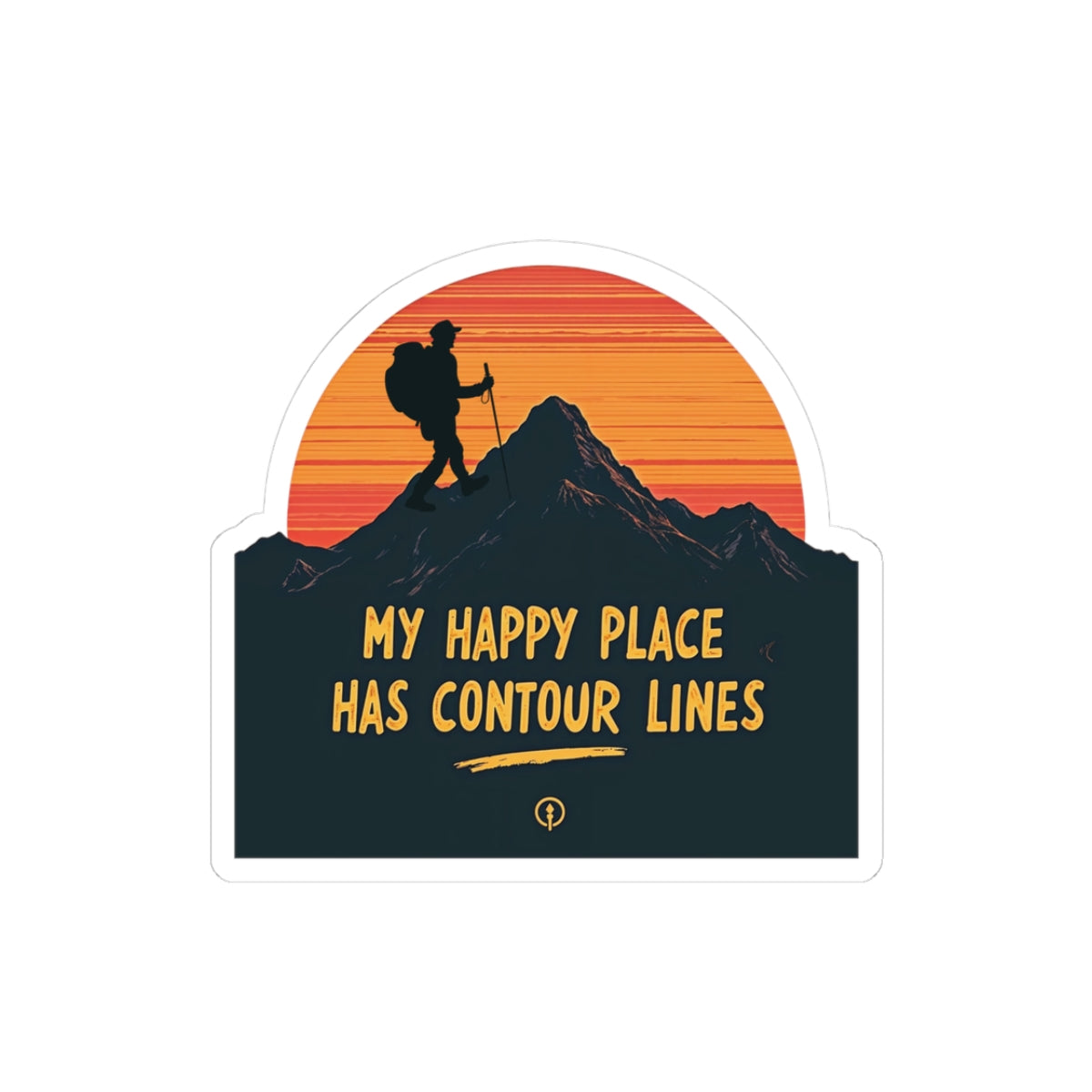 Mountain Happy Place Sticker - Elevation Lines Decal for Outdoor Enthusiasts