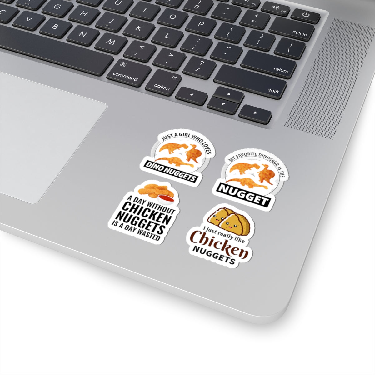 Dino Nugget Sticker Pack – 4 PCS Funny Dinosaur Food Decals for Girls Kids Chicken Nugget Fans