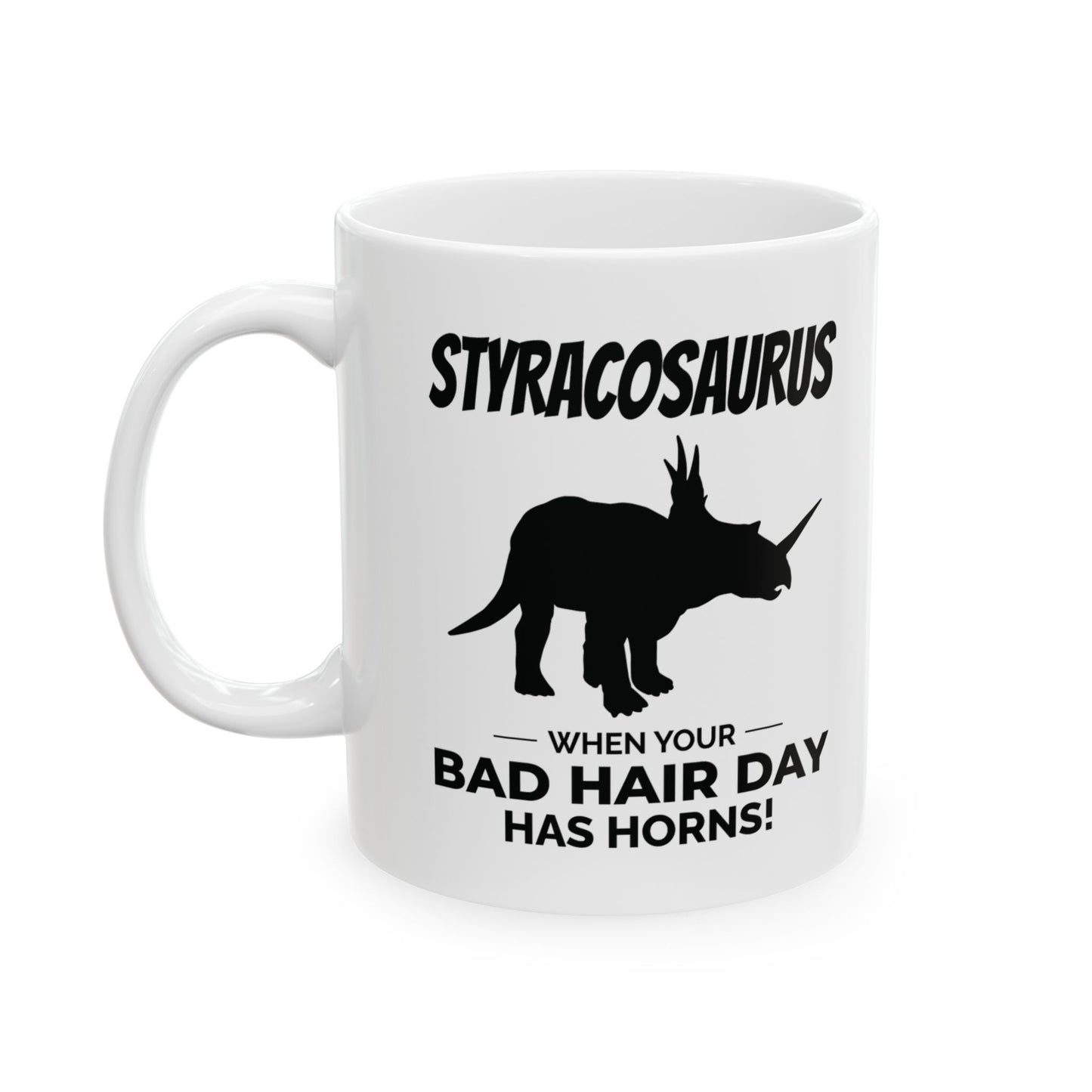 Taza con fósil de dinosaurio - Styracosaurus, cuernos - Regalo con humor sobre dinosaurios 