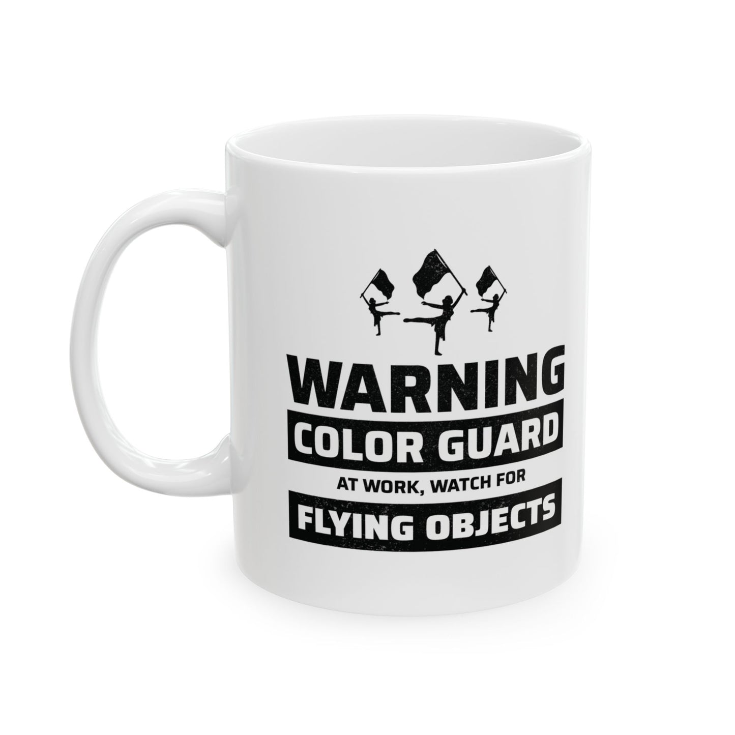 Color Guard Mug - Flying Objects Warning Design for Enthusiasts
