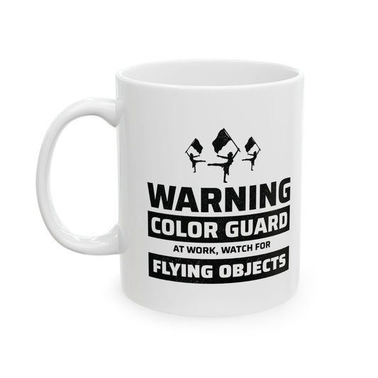 Color Guard Mug - Flying Objects Warning Design for Enthusiasts