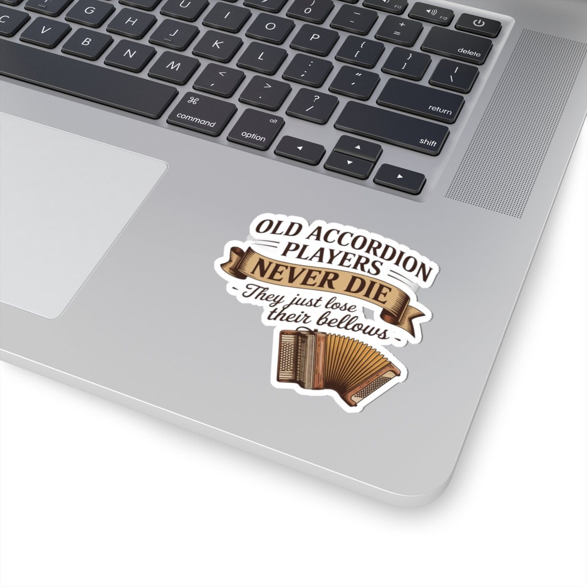 Accordion Sticker – Senior Musician Humor Decal for Old Squeezebox Players, Polka Veterans, Folk Musicians, Band Retirees