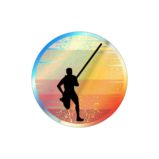 Pole Vault Holographic Stickers - Retro Athlete Design for Sports Enthusiasts