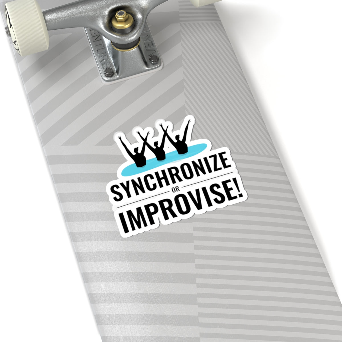 Humorous Synchronized Swimming Sticker - 'Synchronize or Improvise' Vinyl Decal for Swim Teams