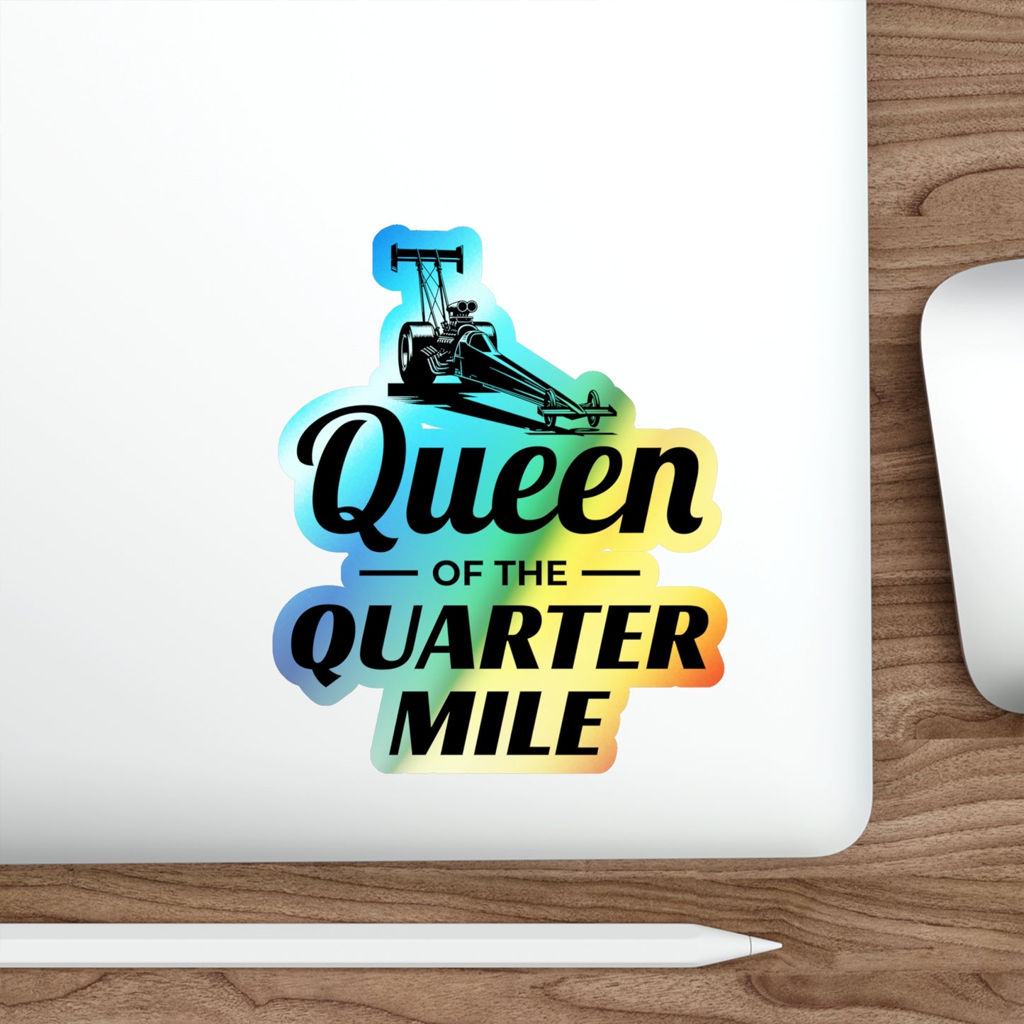 Female Dragster Drag Racing Girl Holographic Stickers Vinyl - Quarter Mile Queen Decal for Speed Enthusiasts